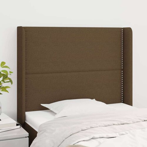 Vzglavje z u&amp;scaron;esi temno rjavo 103x16x118/128 cm blago, (20738467) Slike