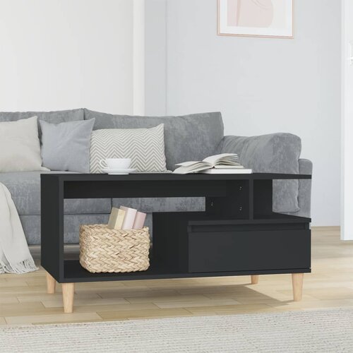 VidaXL Klubska mizica črna 90x49x45 inženirski les Slike