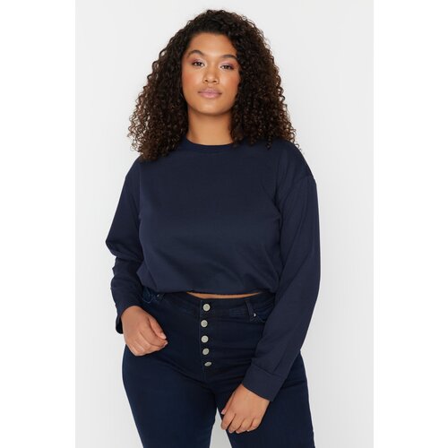 Trendyol Curve Plus Size Sweatshirt - Navy blue - Regular Slike