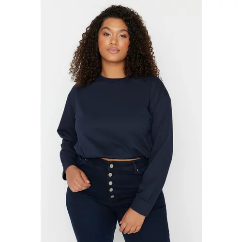 Trendyol Curve Plus Size Sweatshirt - Navy blue - Regular