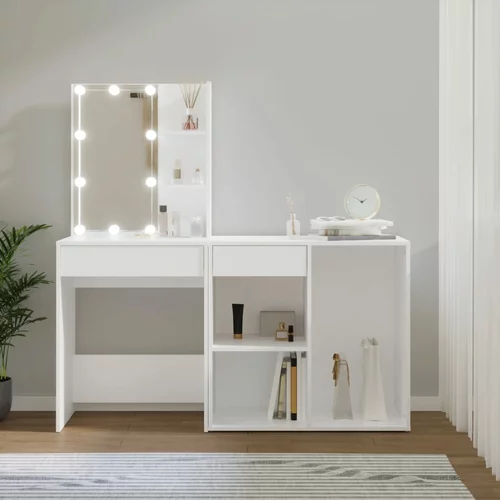  toaletni stolić s ormarićem bijeli od konstruiranog drva