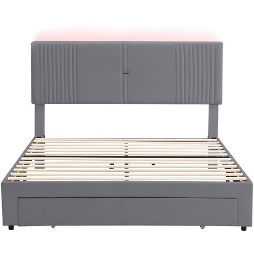 Lumor Dvoposteljna oblazinjena postelja 160x200 cm – z LED osvetlitvijo in USB priključkom – z velikim predalom –, (22150849) Cene
