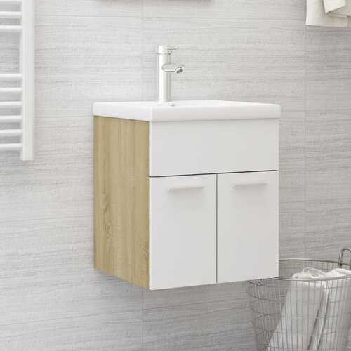 vidaXL Ormarić za umivaonik bijeli i boja hrasta 41x38,5x46 cm iverica Cijene