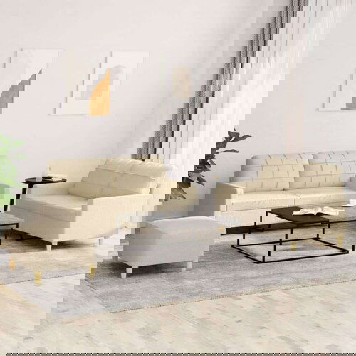  3-dijelni set sofa s jastucima krem od tkanine Slike