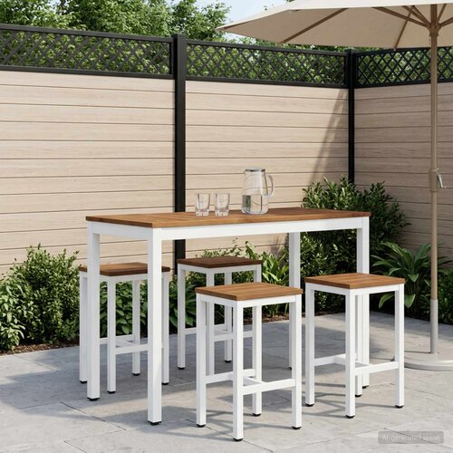  Stol za bar u vrtu Prirodna i bijela 108,5 x 55 x 105 cm Cijene
