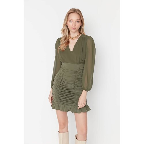 Trendyol Khaki Gipe Bodycone Dress Slike