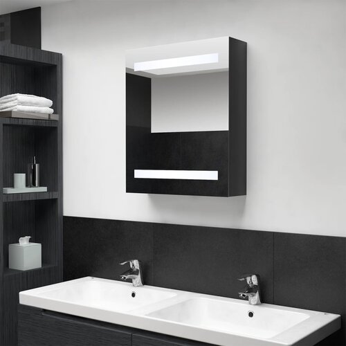 vidaXL LED kopalniška omarica z ogledalom sijoče črna 50x14x60 cm Cene