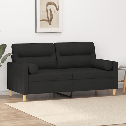 vidaXL Dvosed z vzglavniki in blazinami črn 140 cm blago Cene
