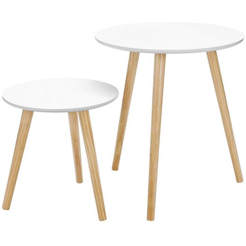  Set 2x pomoćnih stočića SERA, bela/braon Cene