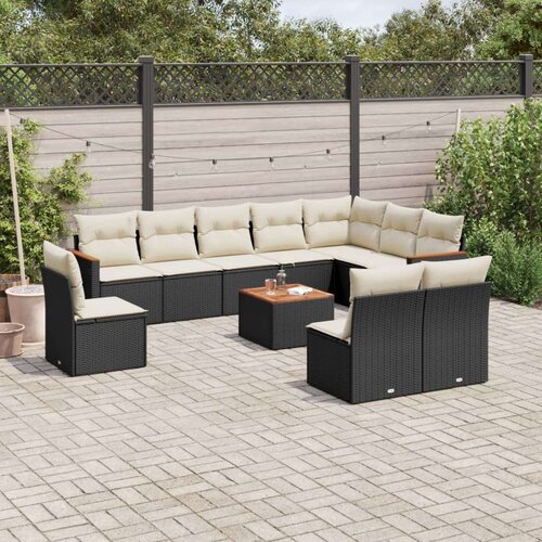  11-dijelni set vrtnih sofa od poliratana s jastucima crni Cijene
