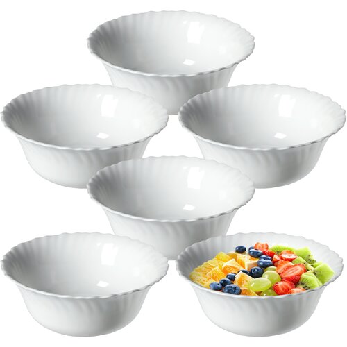 KADAX 6x Steklena solatna skleda Skleda za solato Skleda za prigrizke Bela 17,5 cm, (5000351999) Slike