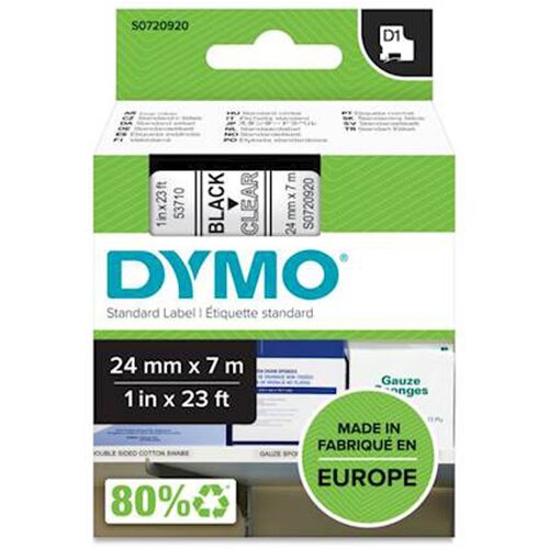 Dymo Trak D1 53710, 24 mm / 7 m (črno/prozoren), original Slike