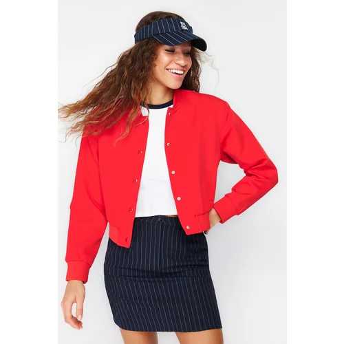 Trendyol Red Oversize Crop Slim Bomber Coat