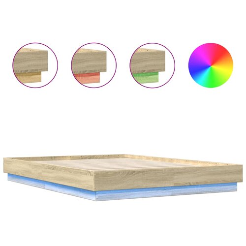 Okvir kreveta s LED svjetlima boja hrasta sonome 150 x 200 cm Slike