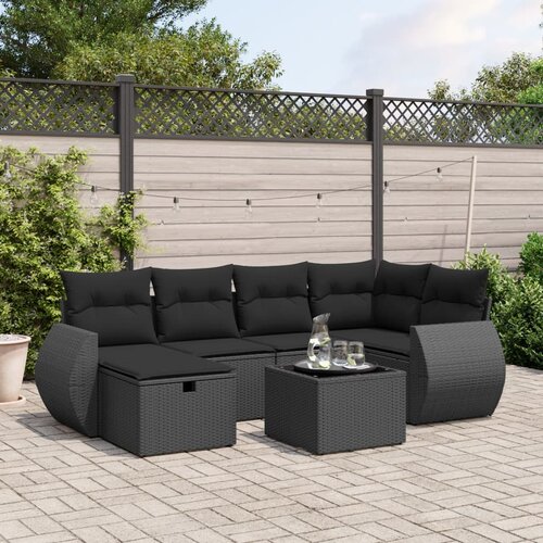 vidaXL 7-dijelni set vrtnih sofa od poliratana s jastucima crni Cijene