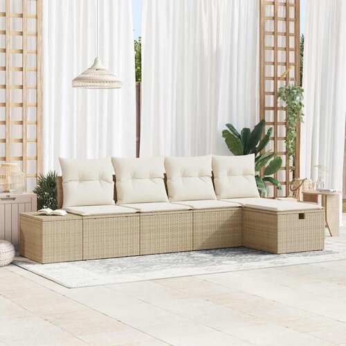  Sjedeća garnitura za vrt 5 kom. Bež poliratan 239 x 117 x 85 cm Slike