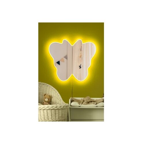 Hanah home ogledalo sa led osvetljenjem butterfly silver yellow Slike