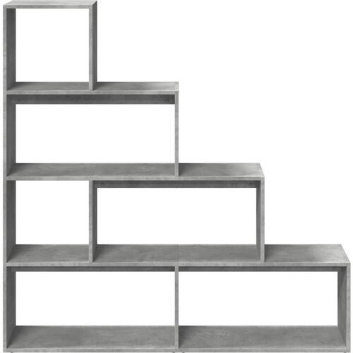 Pregrada regal za knjige 4 razine sivi 143,5x29x143,5 cm drvo Slike