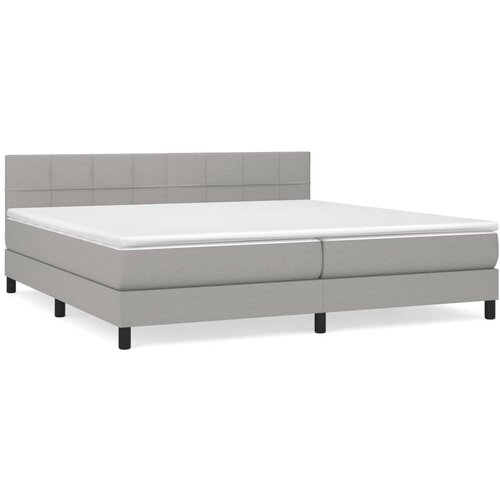  Krevet s oprugama i madracem svjetlosivi 200 x 200cm od tkanine Slike