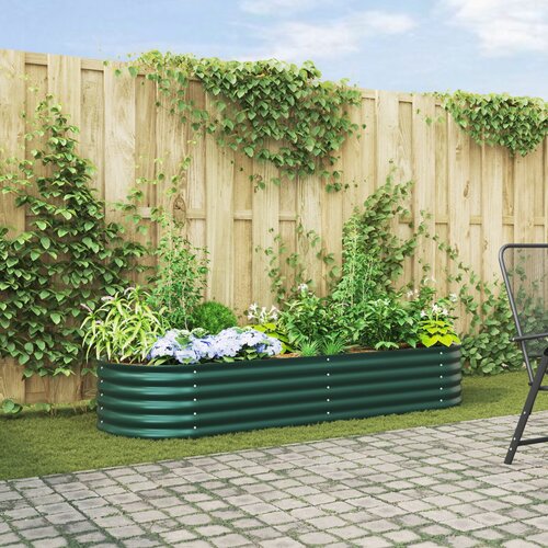 VidaXL Vrtni povi&amp;scaron;eni krevet Zeleni Galvanizirani čelik 240 x 80 x 44 cm Slike