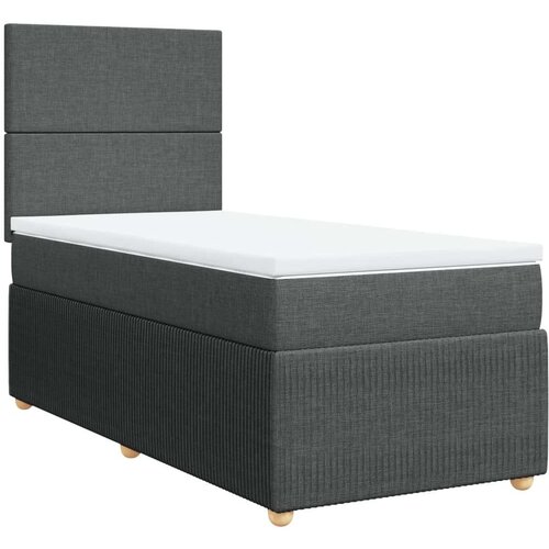 VidaXL Krevet s oprugama i madracem tamnosivi 90 x 190 cm od tkanine Slike