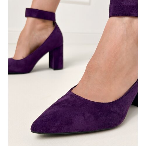 D/CEO Purple block heel pumps with buckle and rhinestones Vellus Cene