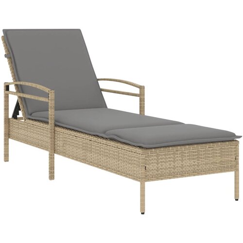 Maison Chic Ležalnik - Sončna ležalnik z blazino bež 63x200x81 cm poli ratan, (22043167) Cene