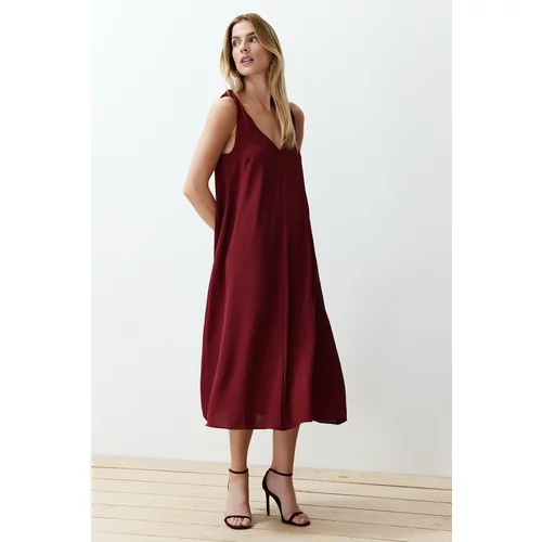 Trendyol Burgundy Woven Midi Dress
