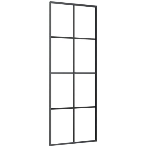 vidaXL Drsna vrata iz aluminija in ESG stekla 76x205 cm črna, (21040364) Cene