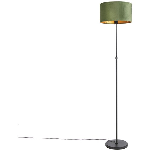 QAZQA Stoječa svetilka črna z velur odtenkom zelena z zlatom 35 cm - Parte Cene