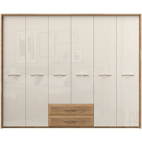 Jela Jagodina plakar P62A/GL - kolekcija Gala - Pacifik orah/Bež Lak - 272x227x60 cm Slike