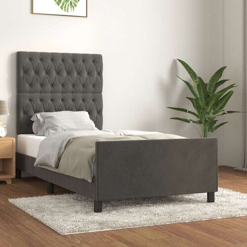  Posteljni okvir z vzglavjem temno siv 90x190 cm žamet, (20788218) Slike