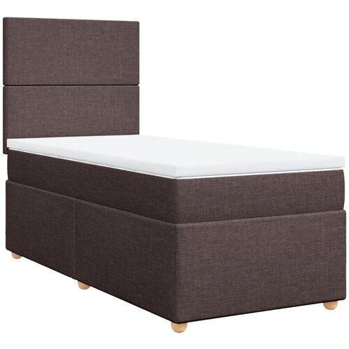 vidaXL Box spring postelja z vzmetnico temno rjava 90x200 cm blago, (21291113) Cene