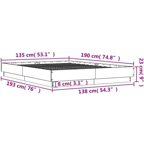 vidaXL Okvir za krevet boja hrasta 135x190 cm od konstruiranog drva Cene