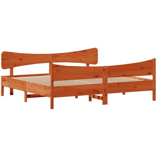 VidaXL Posteljni okvir z vzglavjem vo&amp;scaron;čeno rjava 200x200 cm borovina, (21086488) Slike