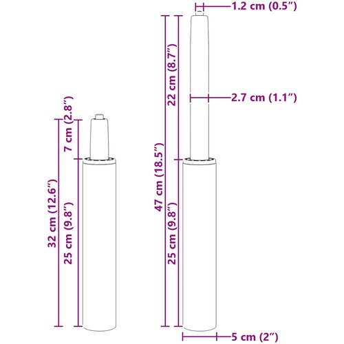  Plinski cilindar za uredsku stolicu Crna 318-473 mm Željezo Slike