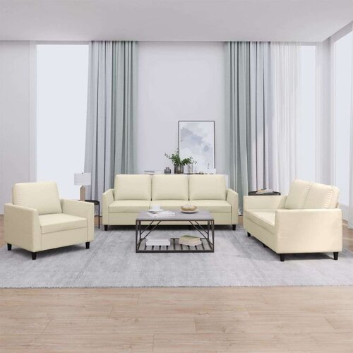  3-dijelni set sofa s jastucima krem od umjetne kože Cijene