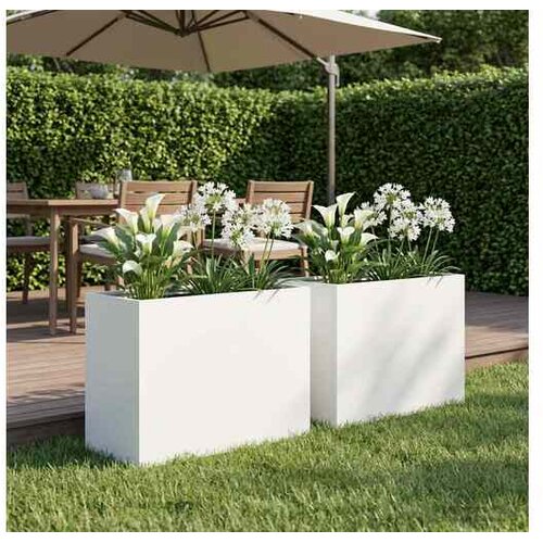 vidaXL Vrtna saksija 2 kom. Bijela 60 x 30 x 40 cm Čelična vrata - Bijela 60 x 30 x 40 cm 2 Cijene