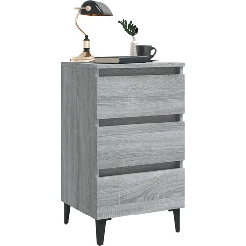  Noćni ormarić s metalnim nogama boja sivog hrasta 40x35x69 cm Slike