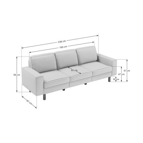 Atelier Del Sofa Trosed Sparrow Extra 3, 238x89x87 cm, Svijetlo zelena Slike