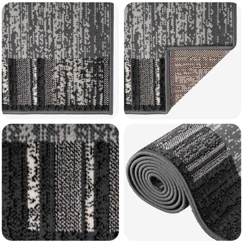  Trkački tepih FLORNES Tkani Siva Pruge 80 x 350 cm PP 7 mm - Sive pruge 80 x 350 cm Slike