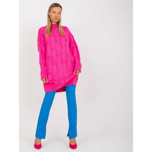 Fashion Hunters Fluo pink mini dress knitted with braids RUE PARIS Slike