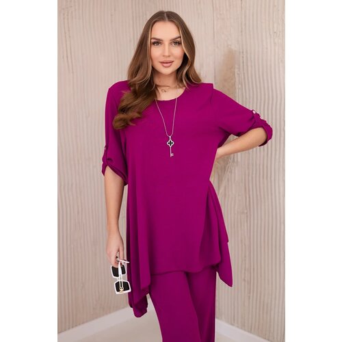 Kesi Włoski Set of blouse + pants with pendant plum Slike