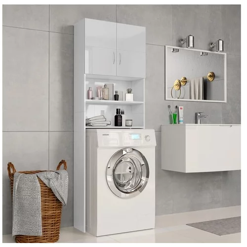  Omara za pralni stroj visok sijaj bela 64x25,5x190 cm
