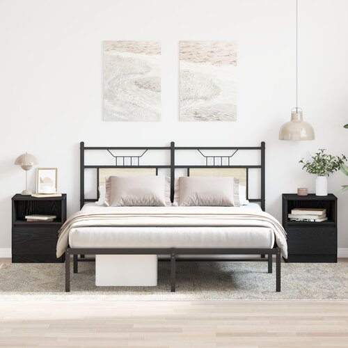 VidaXL Noćni ormarić Set od 2 Crni hrast Drvo 40x40x50 cm Noćni stolić Slike