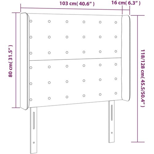  Uzglavlje s u&amp;scaron;ima crni 103x16x118/128 cm bar&amp;scaron;unasti Slike