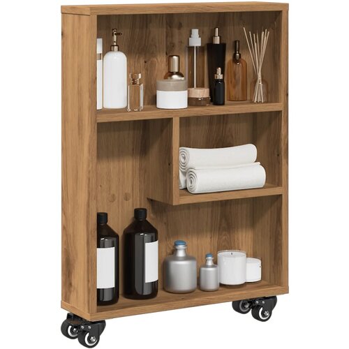 vidaXL Uska kolica za pohranu boja hrasta 48x13x68cm konstruirano drvo Cijene