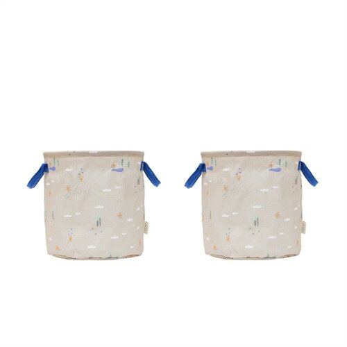 OYOY Mini Bež tekstilne otro&scaron;ke &scaron;katle za shranjevanje v kompletu 2 ks &oslash; 32x32 cm Foxy &ndash; Cene
