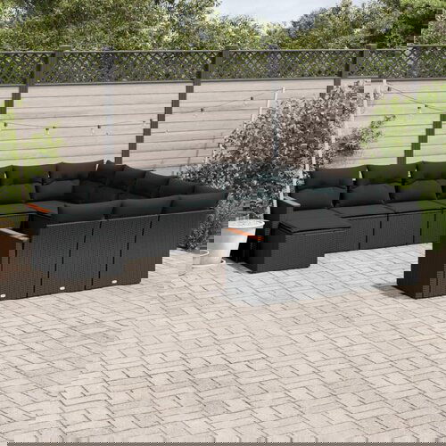 VidaXL 12-dijelni set vrtnih sofa od poliratana s jastucima crni Slike