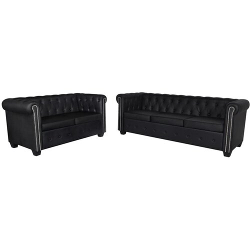  Dvosjed i trosjed Chesterfield od umjetne kože smeđi Cijene